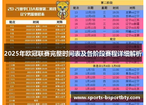2025年欧冠联赛完整时间表及各阶段赛程详细解析